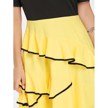 Off The houlder Ruffled High Low Dress - Yellow