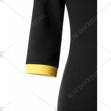 Off The Shoulder Two Tone Bodycon Dress - Yellow And Black