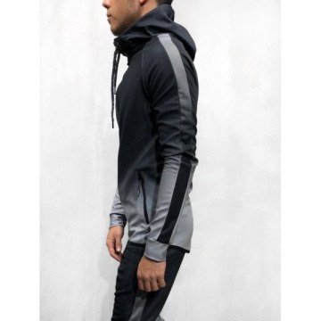 Ombre Print Casual Drawstring Hoodie - Gray