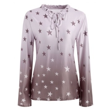 Ombre Star Print Top - Brown