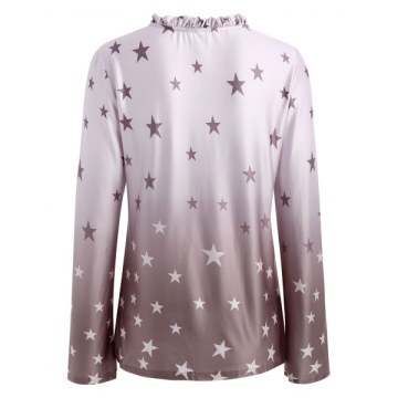 Ombre Star Print Top - Brown