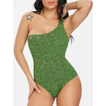 One-piece One houlder wimwear with Grommet - Hazel Green