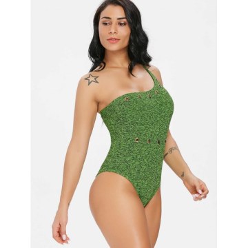 One-piece One houlder wimwear with Grommet - Hazel Green