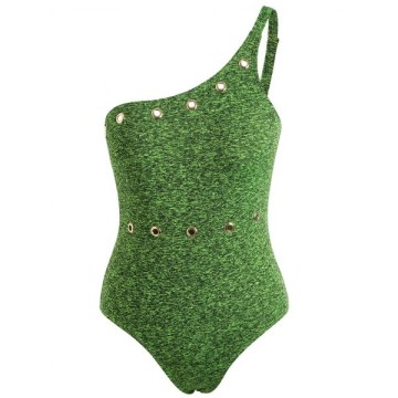 One-piece One houlder wimwear with Grommet - Hazel Green