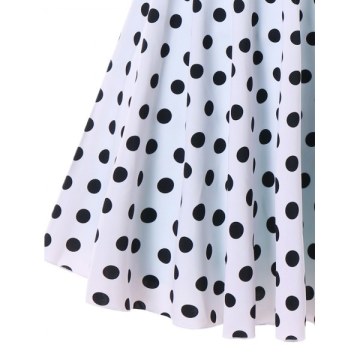 One-piece Polka Dot Plunging Neckline Swimwear - Macaw Blue Green