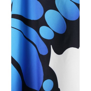 One Shoulder Asymmetrical Butterfly Print Dress - White