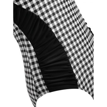 Open Back Plaid Underwire wimsuit - Black