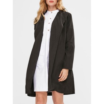 Open Front Thin Coat - Black