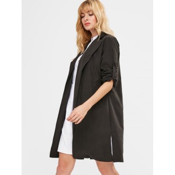 Open Front Thin Coat - Black