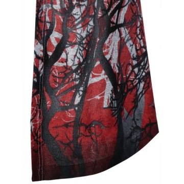 Open Front Tree Print Tunic Cardigan - Light Slate Gray