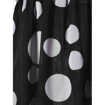 Open Shoulder Polka Dot Dress - Black