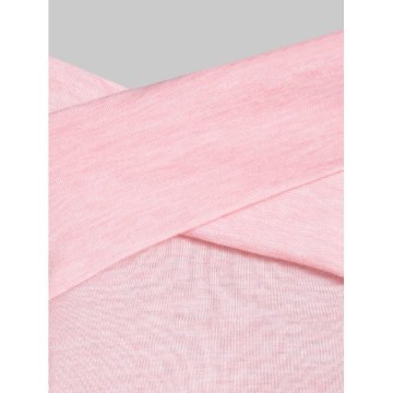 Open Shoulder Space Dye Applique T Shirt - Pink
