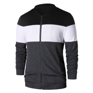 Panel Zip Up Baseball Jacket - Gray