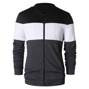 Panel Zip Up Baseball Jacket - Gray