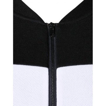 Panel Zip Up Baseball Jacket - Gray