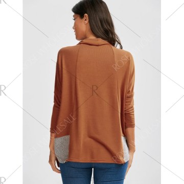 Paneled Batwing Sleeve Cowl Neck Top - Orange