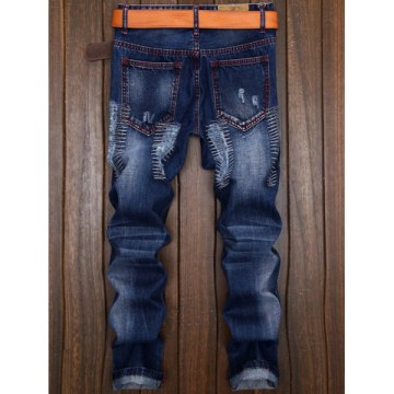 Patches Straight Leg Jeans - Denim Blue