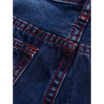 Patches Straight Leg Jeans - Denim Blue