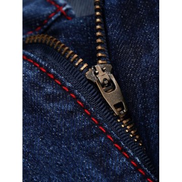 Patches Straight Leg Jeans - Denim Blue