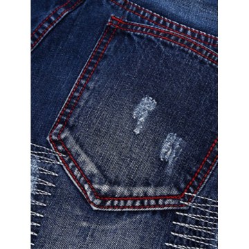 Patches Straight Leg Jeans - Denim Blue