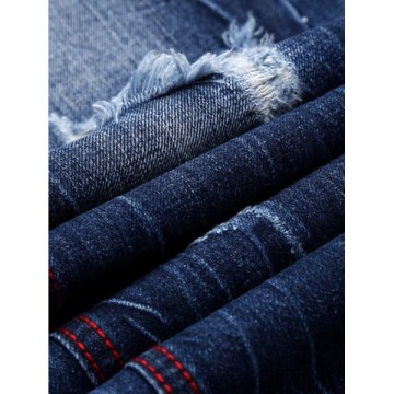 Patches Straight Leg Jeans - Denim Blue