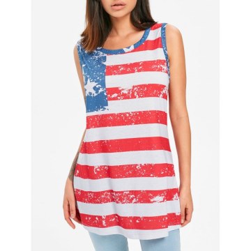 Patriotic High Low Tank Top - Red