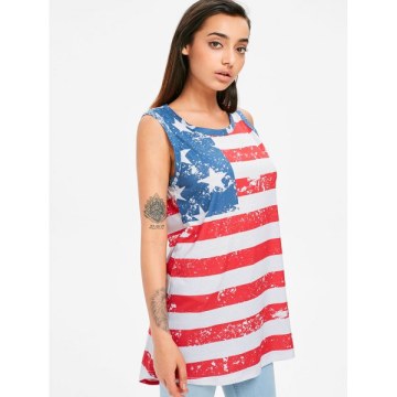 Patriotic High Low Tank Top - Red