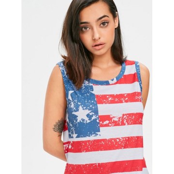 Patriotic High Low Tank Top - Red