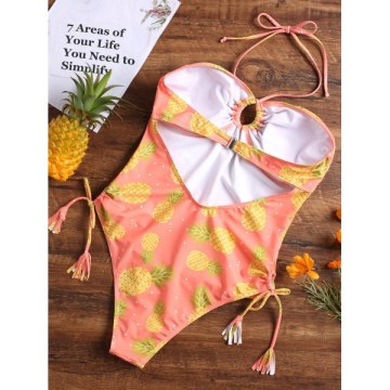 Pineapple Halter Thong One-piece wimsuit - Jacinth