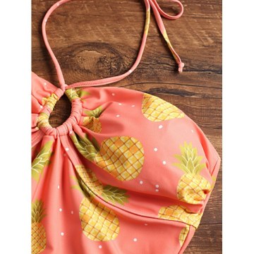 Pineapple Halter Thong One-piece wimsuit - Jacinth