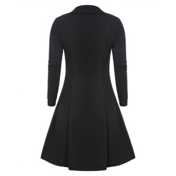 Plaid Panel Button V Neck T Shirt - Black