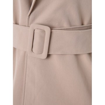 Plaid Sleeve Wrap Trench Coat - Light Khaki