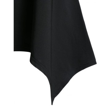 Plunge Asymmetrical Rose Print Tank Top - Black