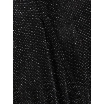 Plunge Neck Long leeve parkly Bodysuit - Black