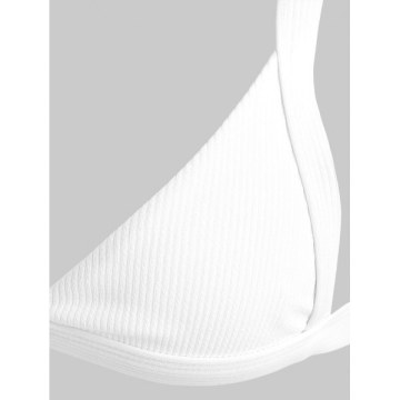 Plunge Thong Bikini Set - White