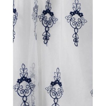 Plunging Neckline Embroidered Dress With Tie - White