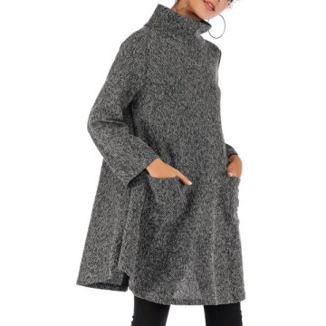 Pocket High Neck ongline Knitwear - Carbon Gray