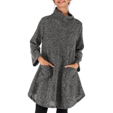 Pocket High Neck ongline Knitwear - Carbon Gray