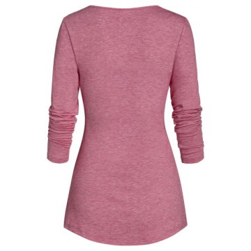 Pocket Space Dye Round Collar T Shirt - Cherry Red