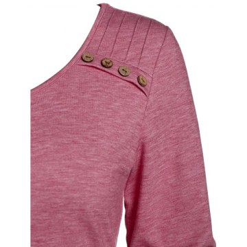 Pocket Space Dye Round Collar T Shirt - Cherry Red