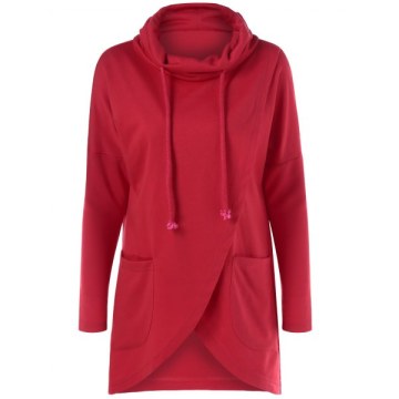 Pockets Design Overlap Sweatshirt - Red