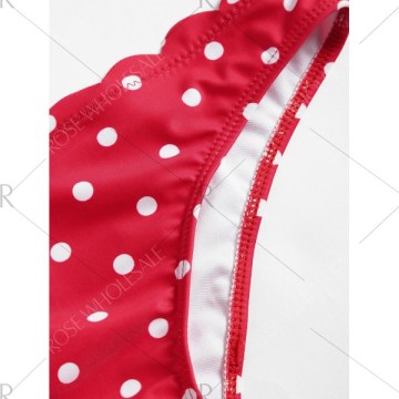 Polka Dot Bandeau calloped Bikini - Red