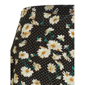 Polka Dot Daisy Ruffle Hem Shorts - Black