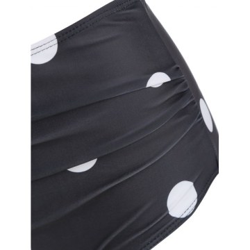 Polka Dot Print Halter Flounce xBikini et - Red