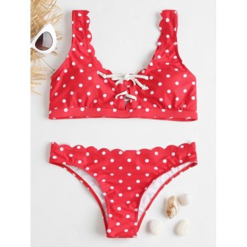 Polka Dot calloped Bikini - Red