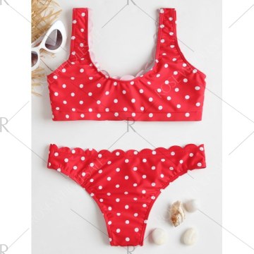 Polka Dot calloped Bikini - Red