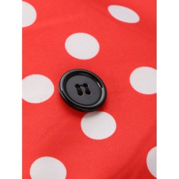 Polka Dot Square Neck Party Dress - Rosso Red