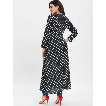 Polka Dot Tie Duster Coat - Black