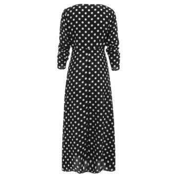 Polka Dot Tie Duster Coat - Black