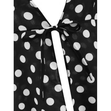 Polka Dot Tie Duster Coat - Black